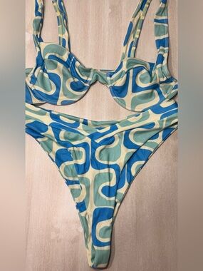 Aurielle Blue & Cream Swirl Kids One-Piece